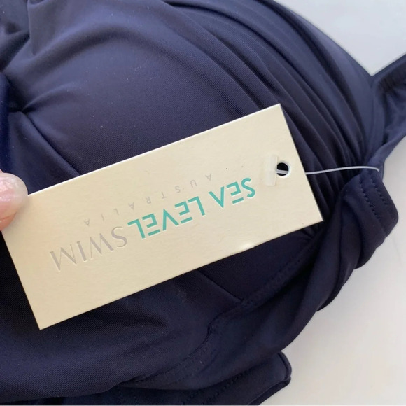 Sea Level Twist Front Multifit Tankini Swim Top Navy Size 8 NWT - Picture 8 of 10